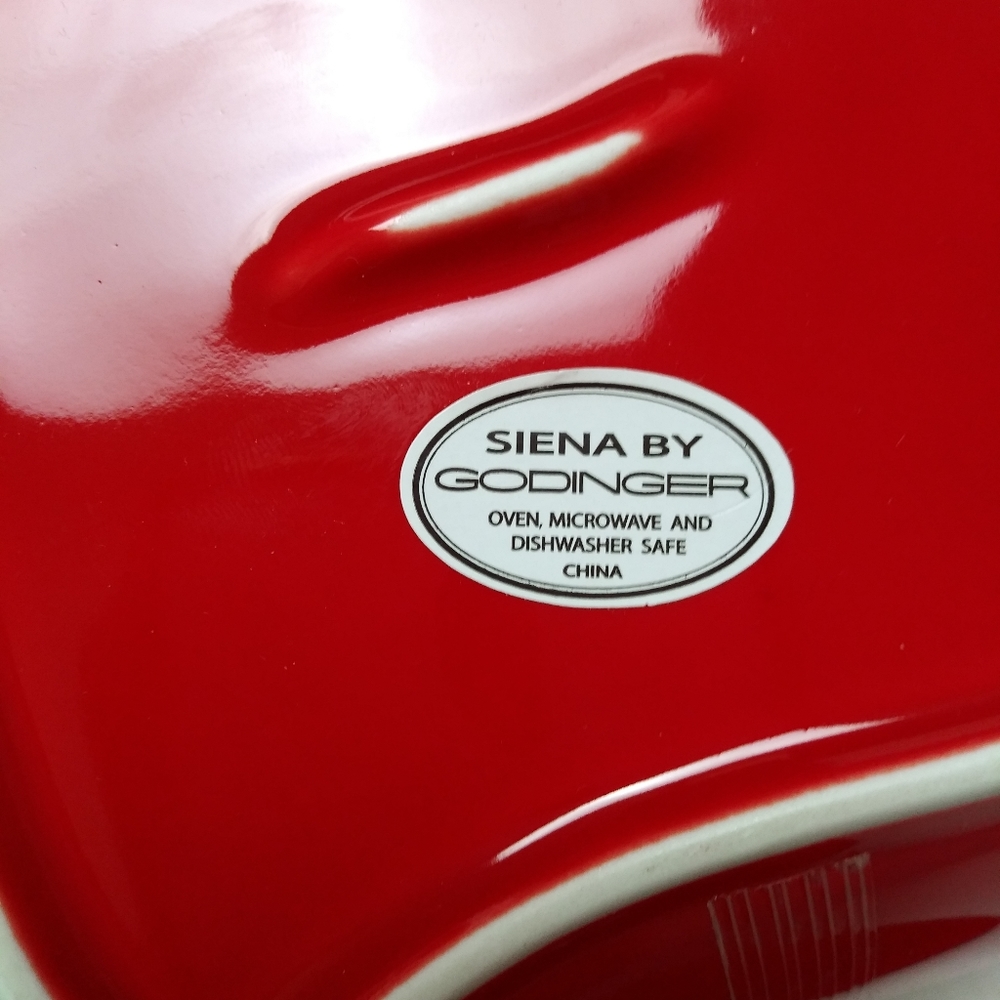 SIENA BY GODINGER remplacemen Red Porcelain Baker Ceramic Covered DishCasserole - Picture 4 of 7